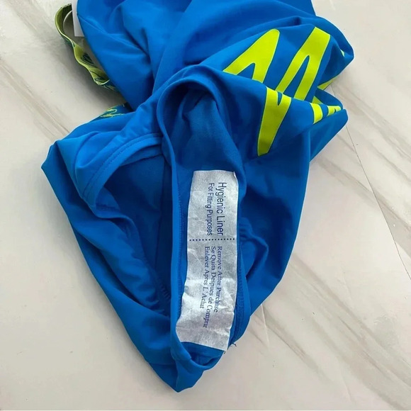 Nike One Piece Swimsuit Big Kids Size Large Blue Lined Wide Straps - Picture 5 of 8